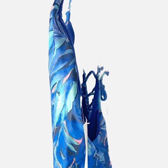 Ekouear Blue Leaf Print Women's One Piece Swimsuit - Picture 6 of 10